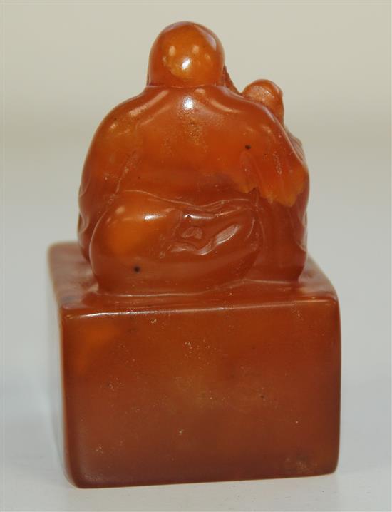 A Chinese Tianhuang stone Budai seal, 173g., 6.5 x 4 x 4cm